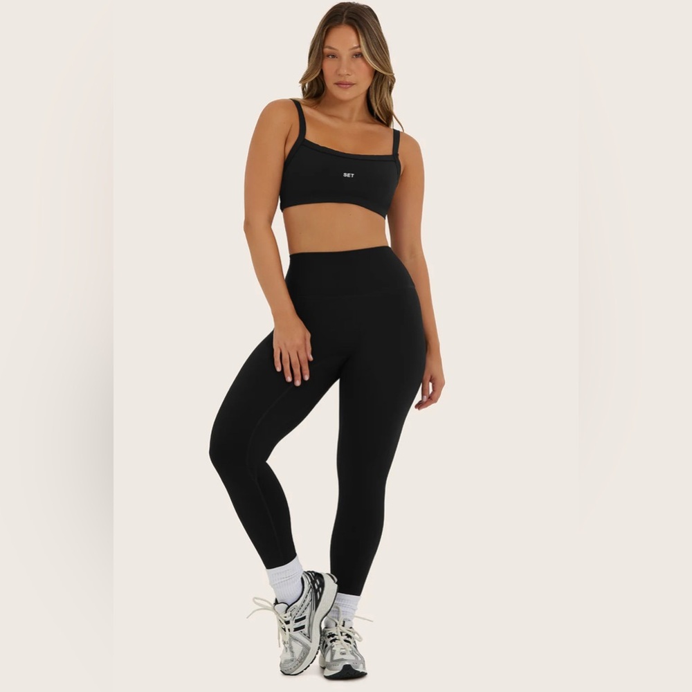 NWT Set Active SPORTBODY® SPORTY HIGH-RISE LEGGINGS in Onyx Black Size Small - Picture 2 of 5